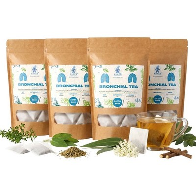 Bronchiale Tee (4er Pack) 80 Teebeutel Rachen Komfort Tee Hustentee Eukalyptus 30g