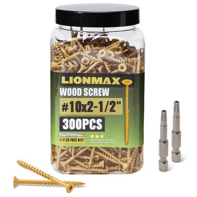 Deck Screws 2-1/2 Inch, Wood Screws #10 x 2-1/2'', 300 PCS, Rust Resistant, Exter