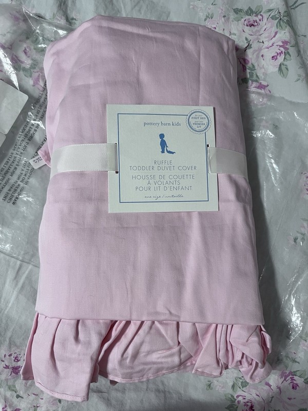 Pottery Barn Kids Ruffle Toddler Duvet Cover Pink New In Package 100% Cotton