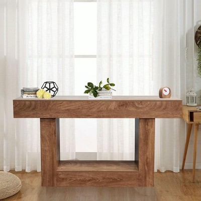 63'' Wood Farmhouse Console Table for Entryway Sturdy Sofa Table Behind Couch