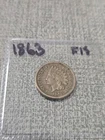 1863 Indian Head Penny Cent F Slight Corrision Especially Rev