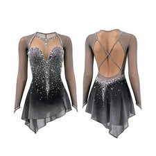 New Ice Figure Skating Dress Gray Children's Adult Competition Dress