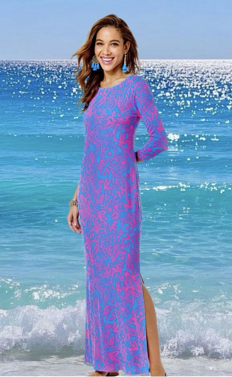 open lace back dress Draper James Long-Sleeve Midi Dress main image 0