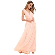 Lulus Dance the Night Away Blush Pink Backless Maxi Dress M