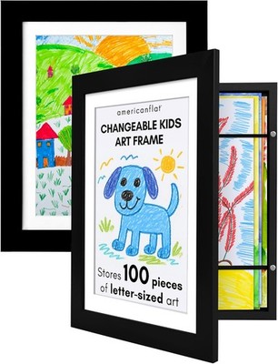 Kids Artwork Frame Changeable - Magnetic Door Holds 100 Art Pieces - Letter Size