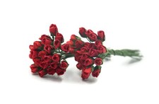 50 PCS Red Tiny Mini Rose Mulberry Paper Flower Scrapbook Craft Dollhouse No.2