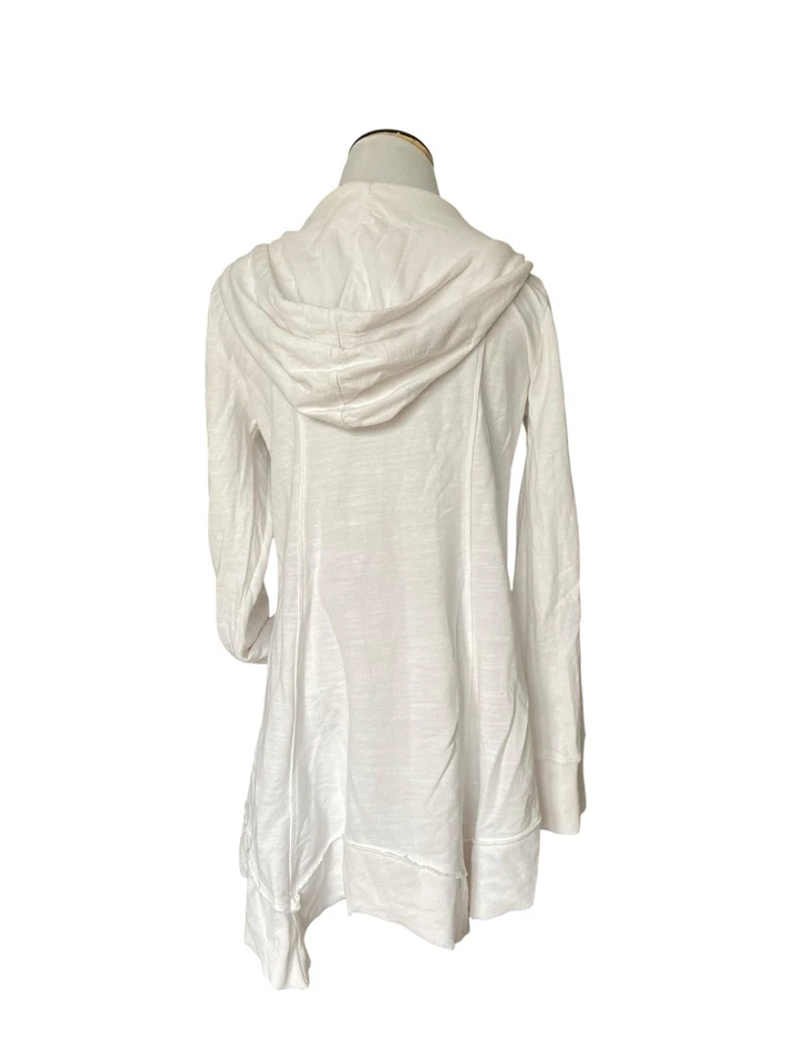 XCVI Wearables Mercantile Hoodie Size L White Asymmetrical Hem Lagenlook Artsy - Image 3 of 4