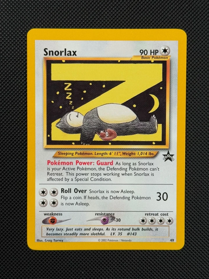 Pokémon Cards Snorlax 49 Black Star Promo WOTC League Promo * 2 - Image 2 of 4