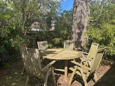 Oak Garden Furniture Set 6 Table Chairs