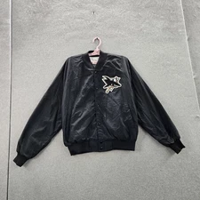 VINTAGE San Jose Sharks Men Jacket L Black 90s USA Chalk Line Bomber
