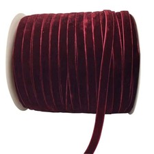 10 Yards Burgundy Velvet Ribbon Spool Wine Color 3/8" Wide Craft