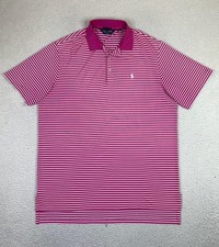 Polo Golf Ralph Lauren Polo Shirt Mens XL Pink White Stripe Performance Stretch