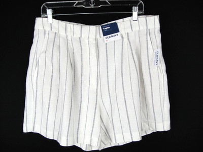 Old Navy Size MTaylor Linen Viscose Striped Shorts, New