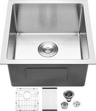 17 x 17 Inch Undermount Bar Sink 16 Gauge Stainless Steel Single Bowl