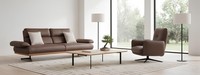 Elegantes Sofa Set 3 Sitzer Und Sessel In Braun Kunstleder