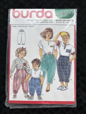 Vintage Burda 5450 Kids Pants Sewing Pattern 86 128 West Germany Uncut