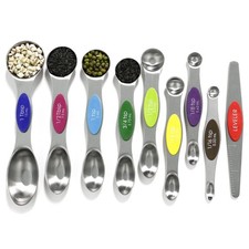 Magnetic Measuring Spoons Set Stainless Steel with Leveler, 9pcs Multicolors ...
