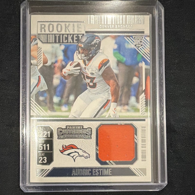 Panini 2024 Contenders - Audric Estime Rookie Ticket Swatches - Broncos