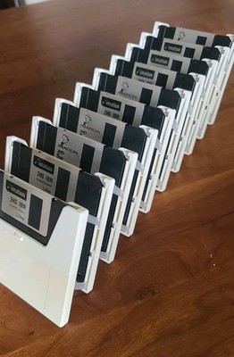 Top!Vintage Imation 3,5'' 1,44MB Floppy 10 Ausziehbares Aufbewahrsystem Box RAR 