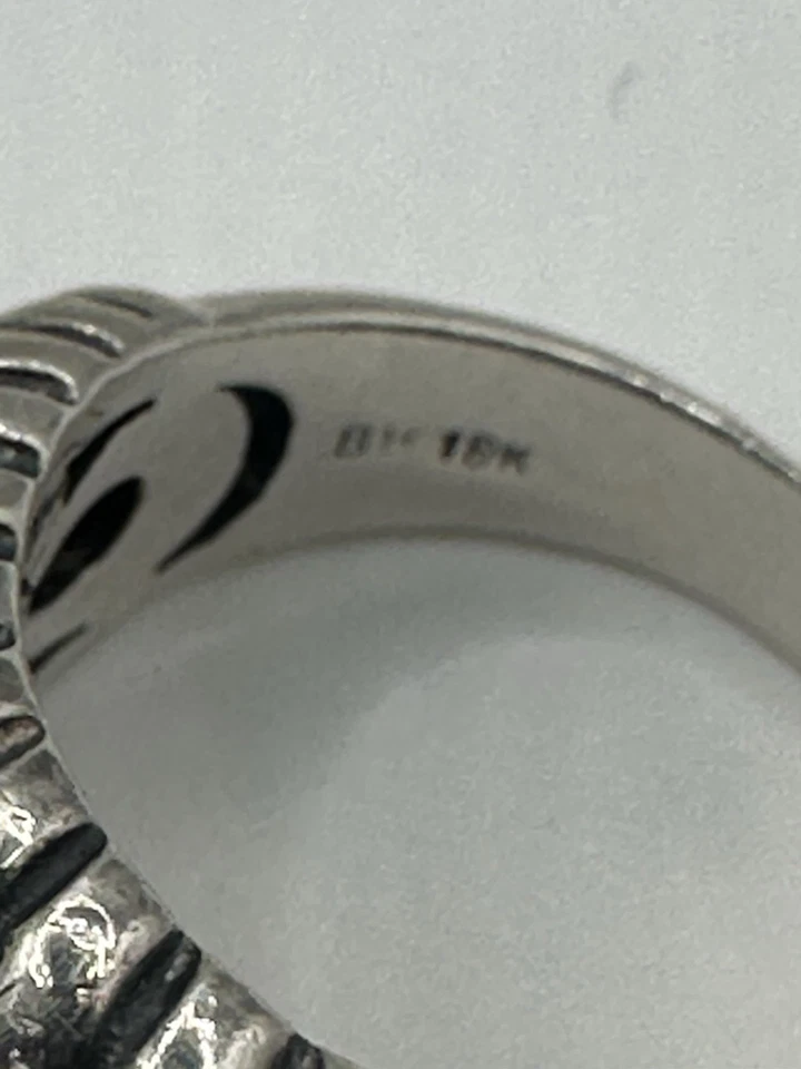 Anillo Effy Oro Blanco 18K y Plata de Ley Talla 7 - Diamantes Probados - 9,41 g Foto 3 de 4