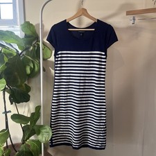 41 Hawthorn Womens Rebekah Striped Knit Sweater Dress Size Small Navy Blue White