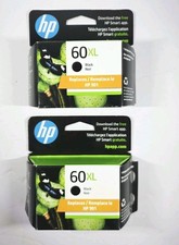 HP 60XL CC641WN Black Ink Cartridge Lot of 2 Sealed Exp. 05/25 