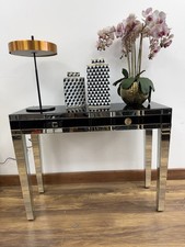 Madison Black Glass Mirrored 2 Drawer Console Table with Mirrored Legs