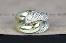Vintage David Yurman 14K Yellow Gold Silver Labyrinth Cable Knot Ring Band 5.25