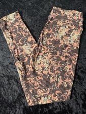 LuLaRoe Leggings One Size OS Pink Floral Layered Pattern Soft High Rise NWOT