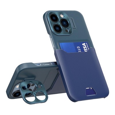 Hülle für iPhone 14 Pro Max Kartenhalter & Linsenschutz in Blau & Grün