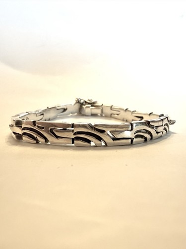 GORGEOUS Taxco México 925 Sterling Silver Heavy Link Puzzle Bracelet TT-15 35.7g