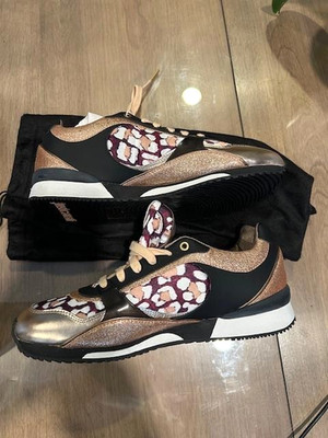 Just Cavalli women sneaker gold and animal print size 10 US BRAND NEW With TAGS
