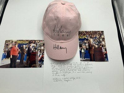 Hillary Clinton Signed 2008 Campaign Rally Hat Hillsboro OR Photos & Provenance