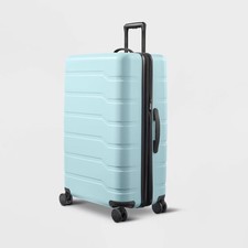 Open Story Hardside Large Checked Luggage Hardshell Spinner Suitcase, Aqua