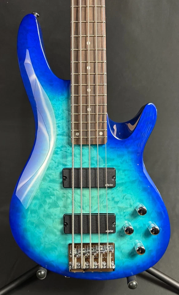 Schecter C-5 Plus 5-String Bass Guitar Quilted Ocean Blue Burst - Image 2 of 4