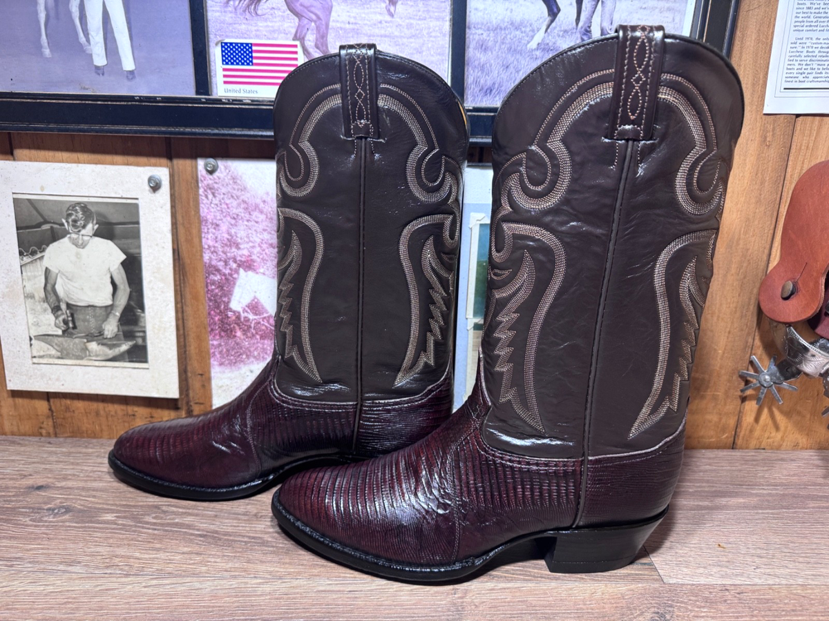 EXCELLENT CONDITION TONY LAMA 10.5D EXOTIC CHOCOLATE LIZARD MENS