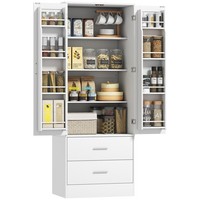 KüChenschrank Buffetschrank Mit 2 TüRen, 8 TüRregalen, 2 Schubladen Weiß