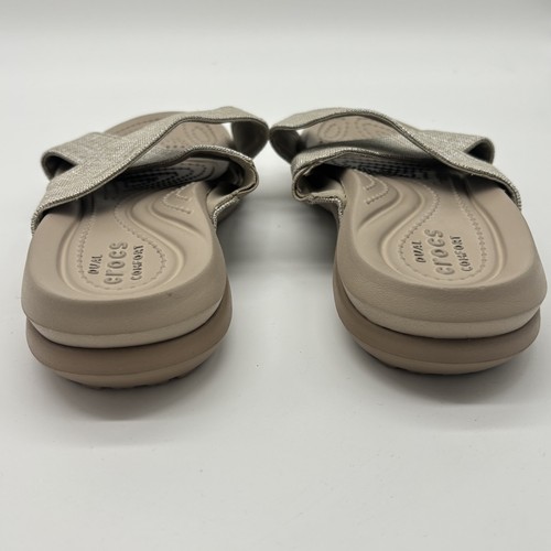 Sandalias Crocs Capri Dual Comfort Slide para mujer | Talla 4 EE. UU. | Bronceado Brillante - Imagen 4 de 7