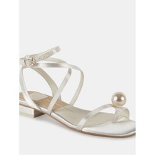 Dolce Vita white Andrea White Satin Pearl-Detail Strappy Sandal Size 9