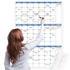 Dry Erase Calendar for Wall - Undated 3-Month, 28" x 40",...