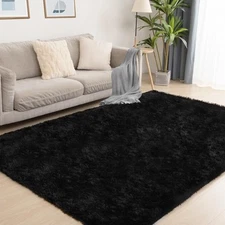 Black Area Rug, 5x7, Soft Plush for Living Room, Bedroom & Nursery, Non-Slip ...