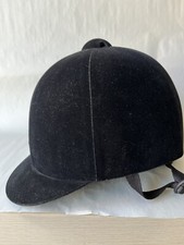 Horseback Riding International Riding Helmet Black Velvet with Bow and Straps