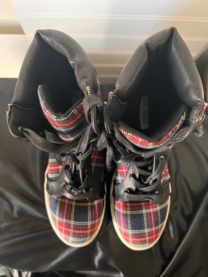 Cape Robbin Lace Up Boots Red Plaid Funky Fun Preppy Grunge Women’s 8M - Изображение 4 из 4