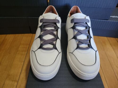 Ermenegildo Zegna Men's Tiziano in White Calfskin Leather Low-Top Sneakers. US 7 - Picture 9 of 9