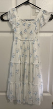 Girls Rare Editions Dress Size 4 White with Blue and Purple/Pink Flowers