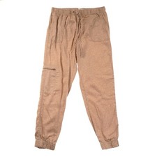 Nicole Miller Brown Cheetah Print Pants Womens Large L Pull On Drawstring