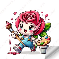 Cute Rose Sticker Design - Digital Download - Commercial Use