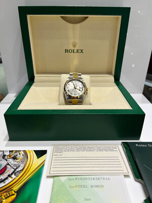 Authentic Rolex Datejust 1602 36mm 2002 Two-Tone with Roman Numeral Dial