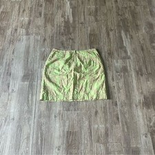 Vintage Lilly Pulitzer Pastel Green Yellow Pineapple Embroidered Skirt Size 10