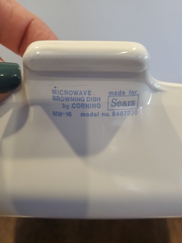 Vintage Corning Ware Microwave Footed Browning Dish 10 x 10 x 2 w/ Glass Cover - Picture 12 of 15